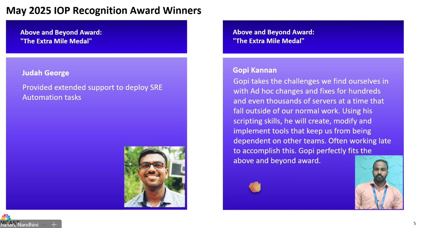 IOP Recognition Award — The Extra Mile Medal